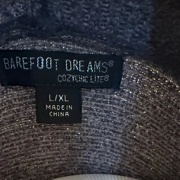 Barefoot Dreams Cozychic Lite L/XL Women's Cardigan, Gray - Picture 5 of 5